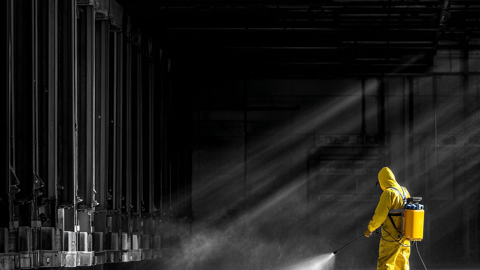 Pest control technician with commercial treatment equipment — CHS Facility Services Adelaide