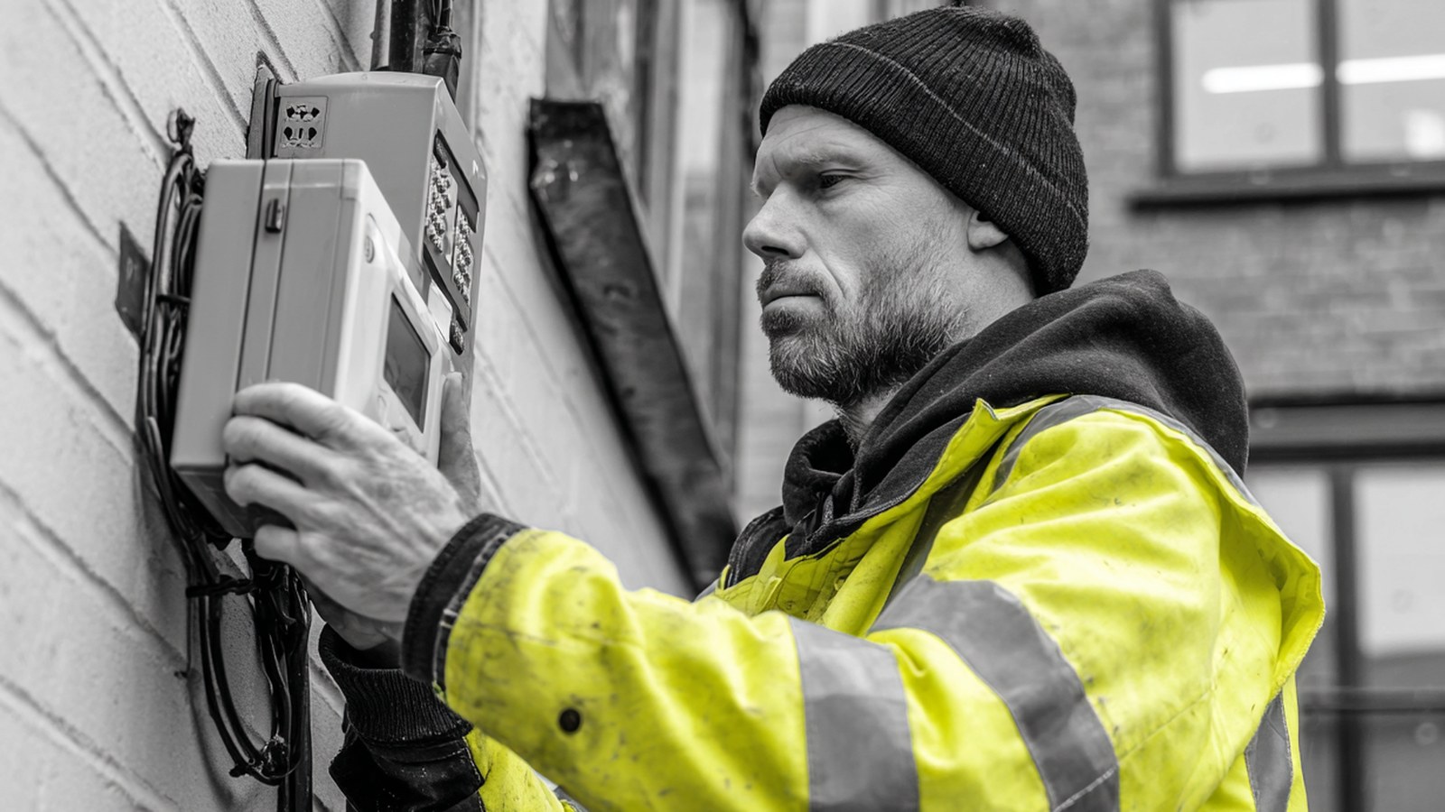 Security technician installing access control device — CHS Facility Services Adelaide